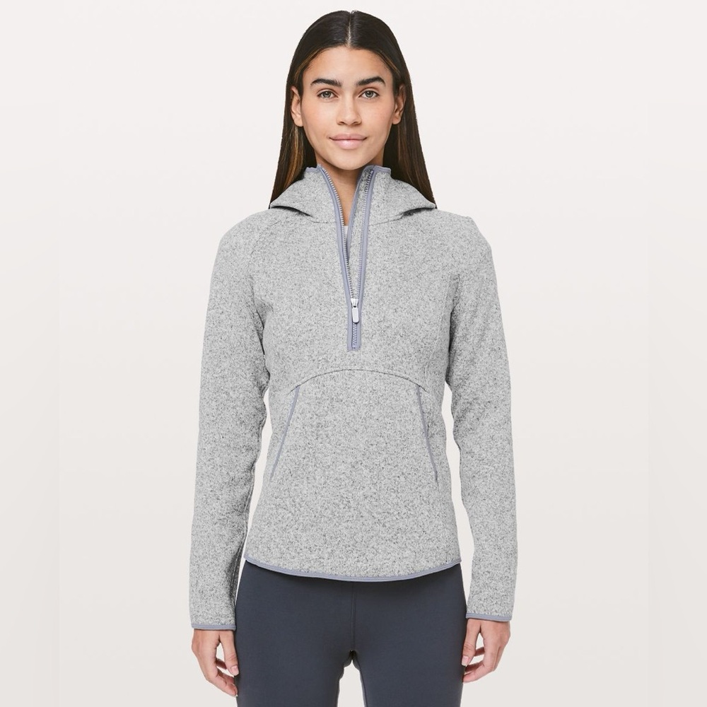 Lululemon Athletica Heathered Gray Half-Zip Hoodie - Picture 1 of 11